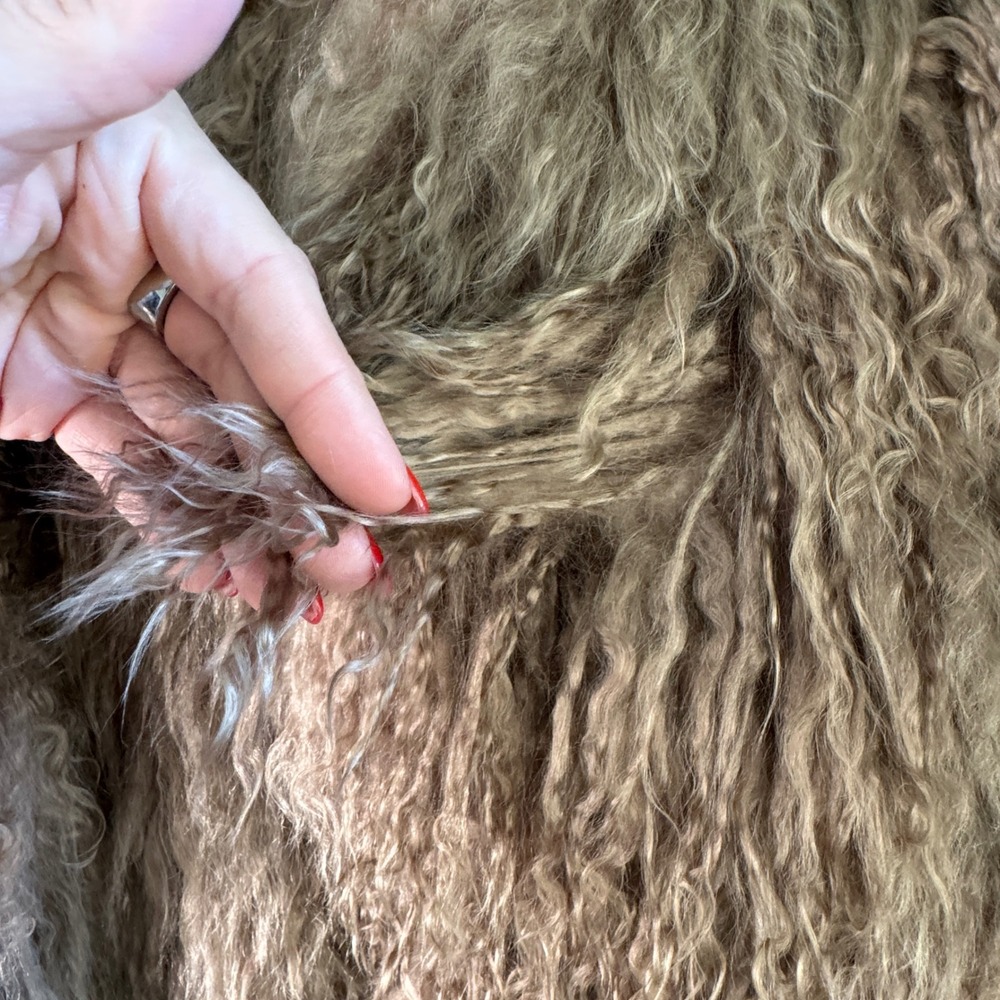 Vtg Mongolian Lamb Fur Convertible Vest Jacket Reversible Penny Lane Luxe Glam M - Picture 11 of 16